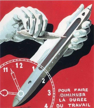 ベルギーの繊維労働者センターが労働時間を削減するためのポスターのプロジェクト 1938 年 シュルレアリスム Oil Paintings